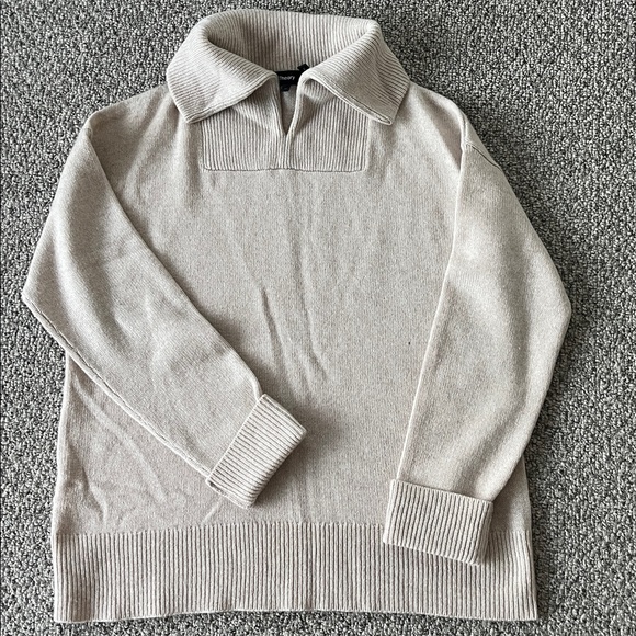 Theory Beige Collared Sweater cashmere m - Picture 1 of 3